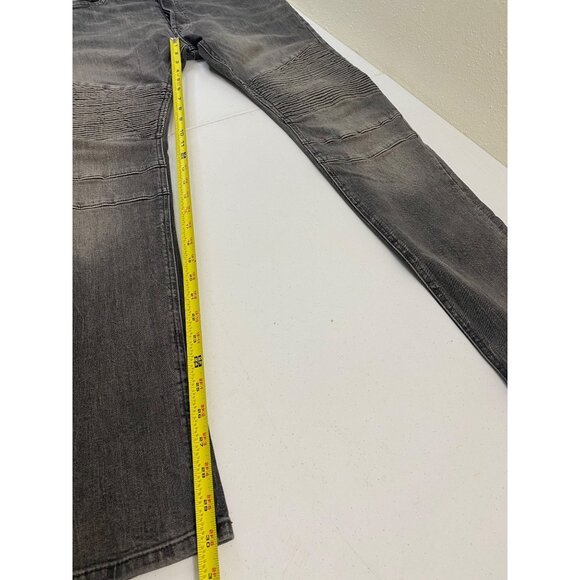 H&M Divided Skinny Jeans Mens 36 Gray Washed Biker Moto Ribbed Stretch Denim - Picture 10 of 13